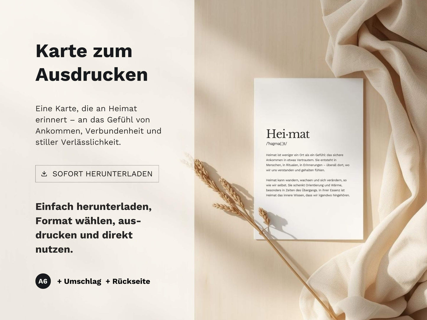 Karte „Heimat“ zum Ausdrucken | Postkarte & Faltkarte
