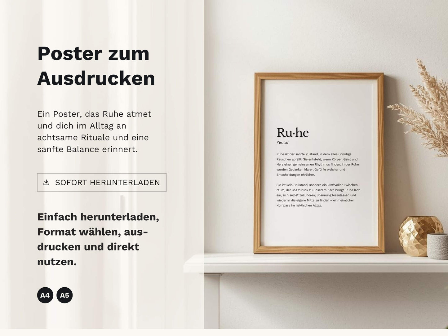 Poster „Ruhe“ zum Ausdrucken