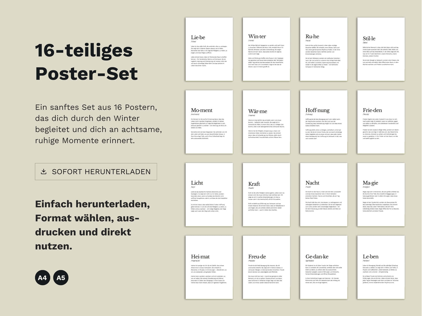 Poster-Set „Wintersehnsucht“ | 16 Poster zum Ausdrucken