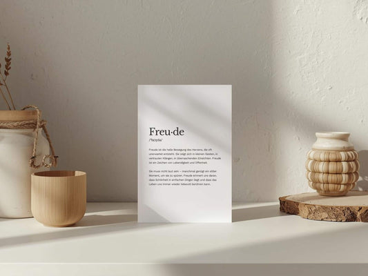 Karte „Freude“ zum Ausdrucken | Postkarte & Faltkarte