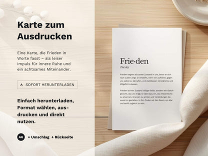 Karte „Frieden“ zum Ausdrucken | Postkarte & Faltkarte