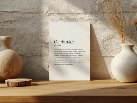 Karte „Gedanke“ zum Ausdrucken | Postkarte & Faltkarte