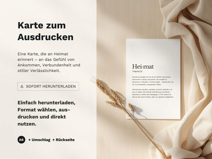 Karte „Heimat“ zum Ausdrucken | Postkarte & Faltkarte