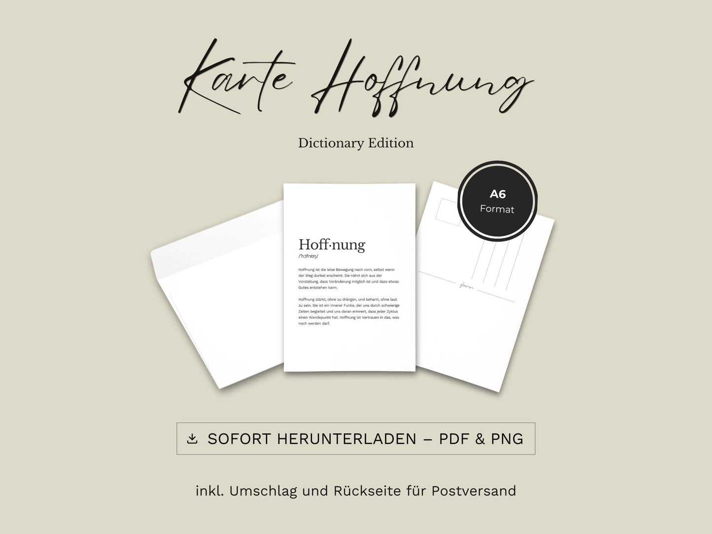 Karte „Hoffnung“ zum Ausdrucken | Postkarte & Faltkarte