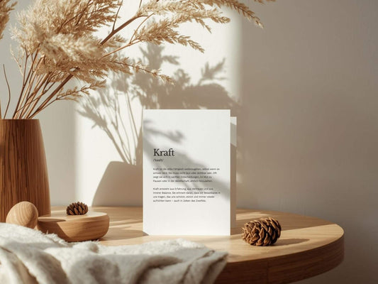 Karte „Kraft“ zum Ausdrucken | Postkarte & Faltkarte