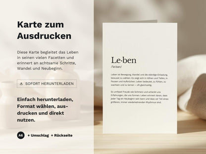 Karte „Leben“ zum Ausdrucken | Postkarte & Faltkarte
