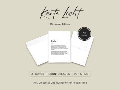 Karte „Licht“ zum Ausdrucken | Postkarte & Faltkarte