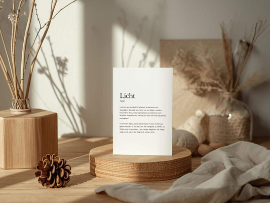 Karte „Licht“ zum Ausdrucken | Postkarte & Faltkarte