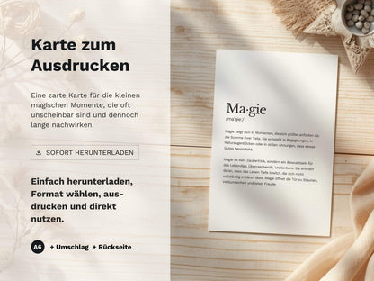 Karte „Magie“ zum Ausdrucken | Postkarte & Faltkarte