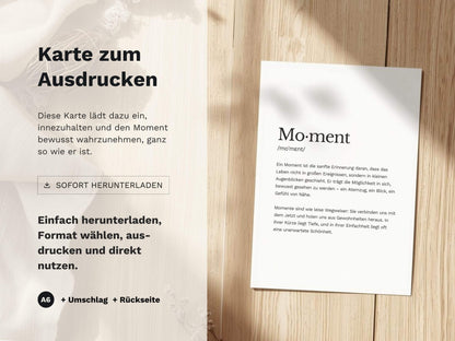 Karte „Moment“ zum Ausdrucken | Postkarte & Faltkarte
