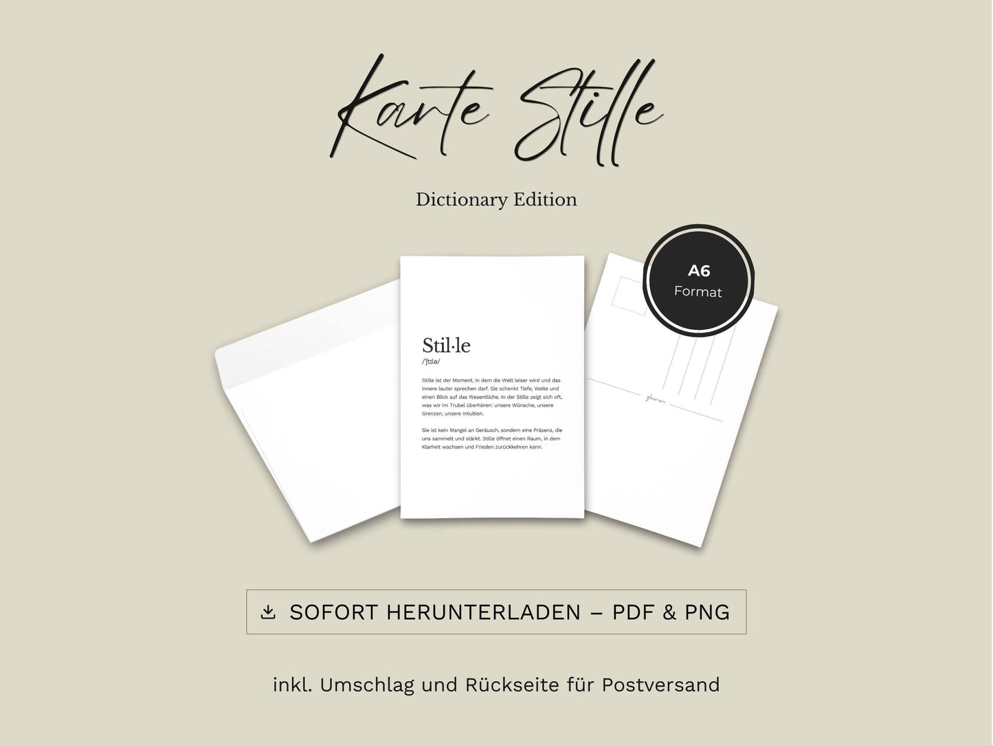 Karte „Stille“ zum Ausdrucken | Postkarte & Faltkarte