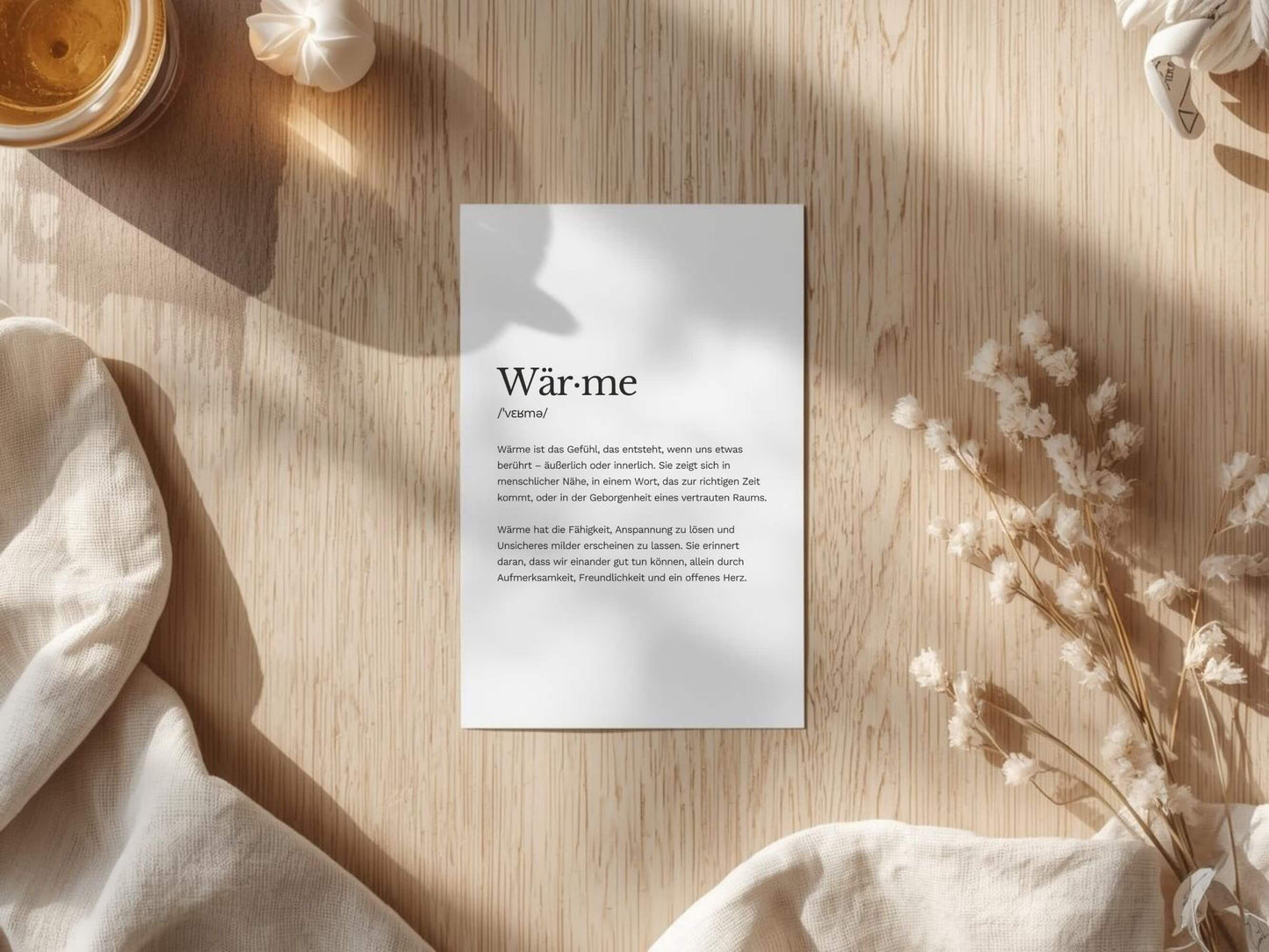 Karte „Wärme“ zum Ausdrucken | Postkarte & Faltkarte