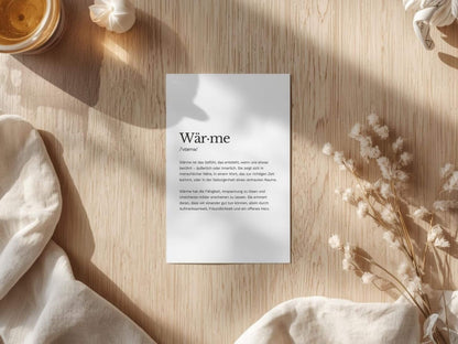 Karte „Wärme“ zum Ausdrucken | Postkarte & Faltkarte