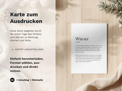 Karte „Winter“ zum Ausdrucken | Postkarte & Faltkarte