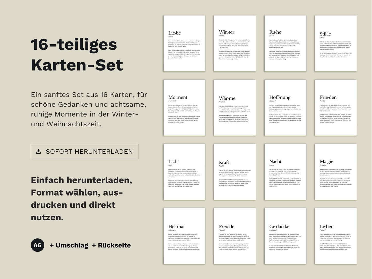 Karten-Set „Wintersehnsucht“ | 16 Postkarten & Faltkarten zum Ausdrucken