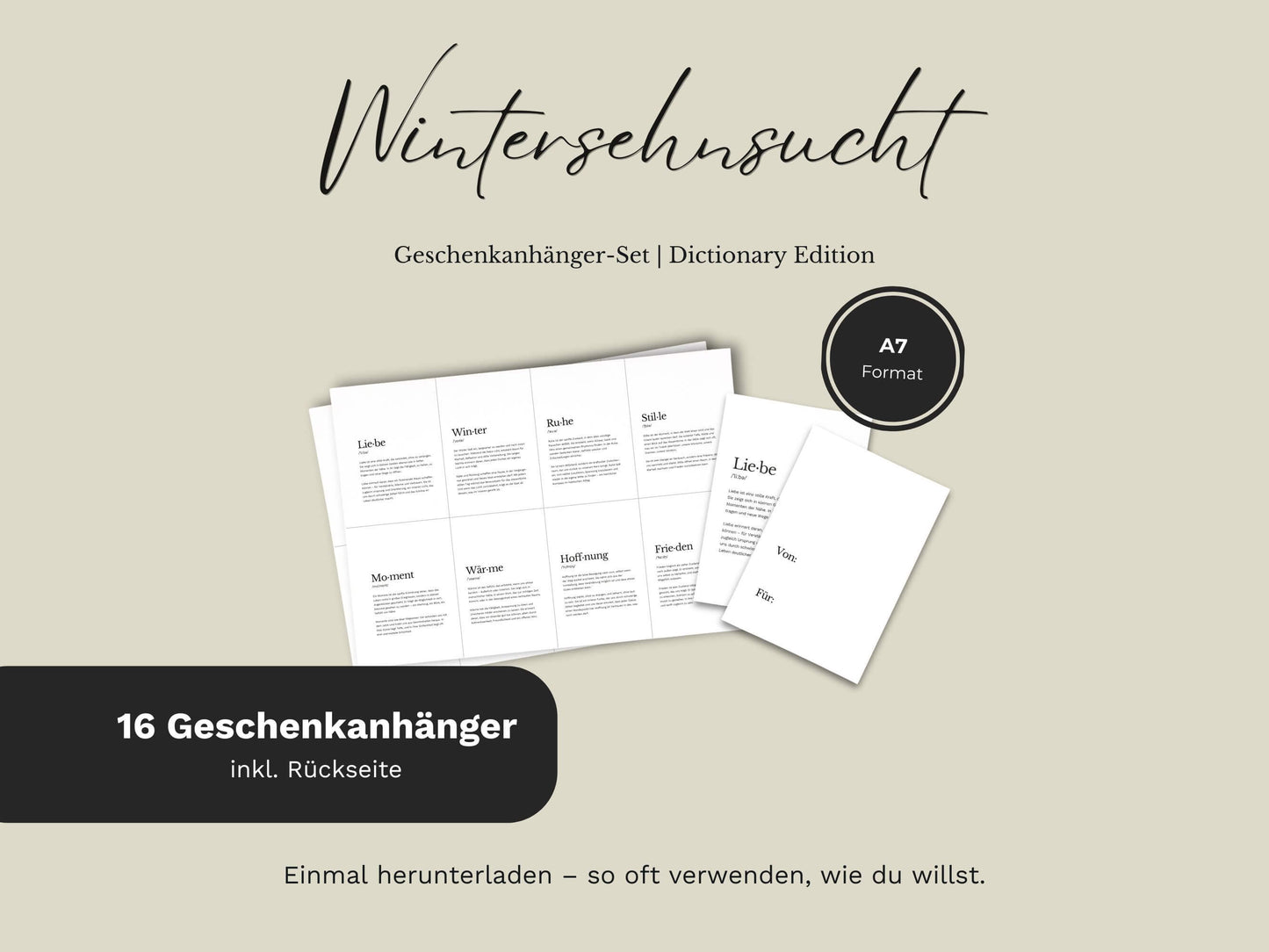 Geschenkanhänger-Set „Wintersehnsucht“ | 16 Motive