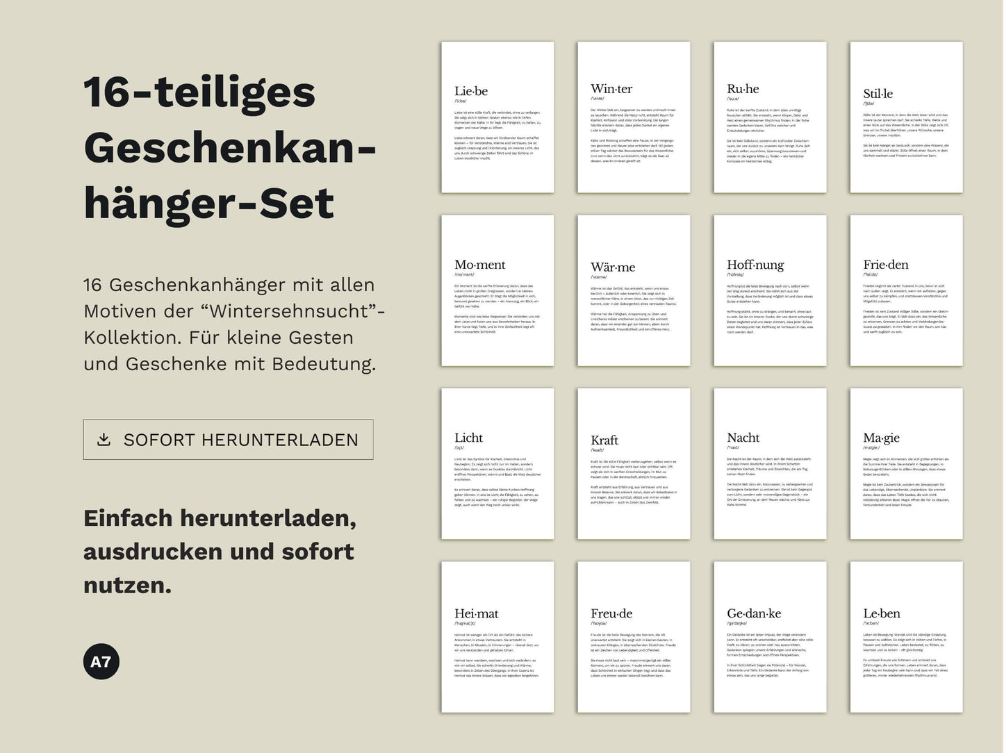 Geschenkanhänger-Set „Wintersehnsucht“ | 16 Motive