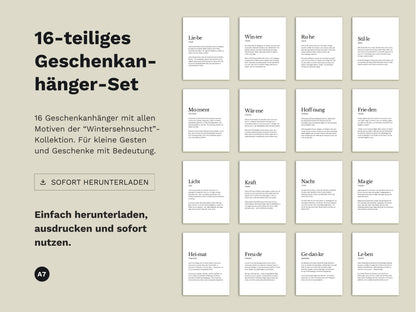 Geschenkanhänger-Set „Wintersehnsucht“ | 16 Motive