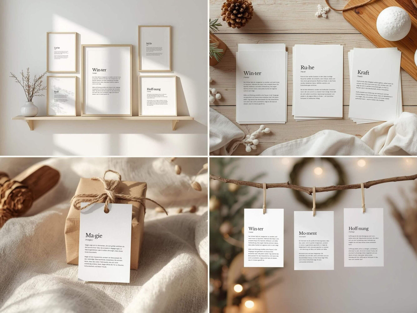 Komplett-Set „Wintersehnsucht“ | Poster, Karten, Anhänger & Baumkarten